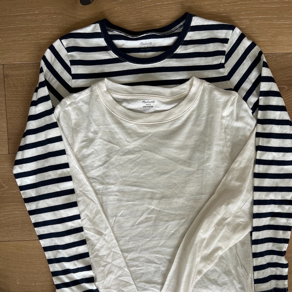 LOT OF 2 NWT MADEWELL TEES - WHISPER CREWNECK & NORTHSIDE VINTAGE LONG SLEEVE